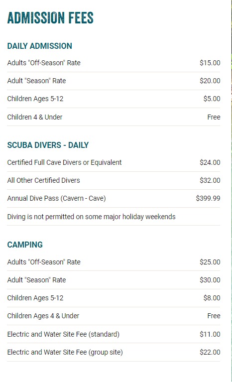 Ginnie Springs ticket price